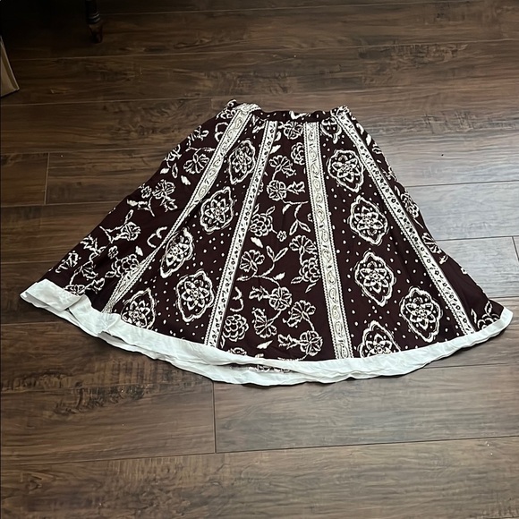 Cotton Floral A-Line Skirt in Brown and White by Coldwater Creek, Sz. Small - Picture 1 of 7